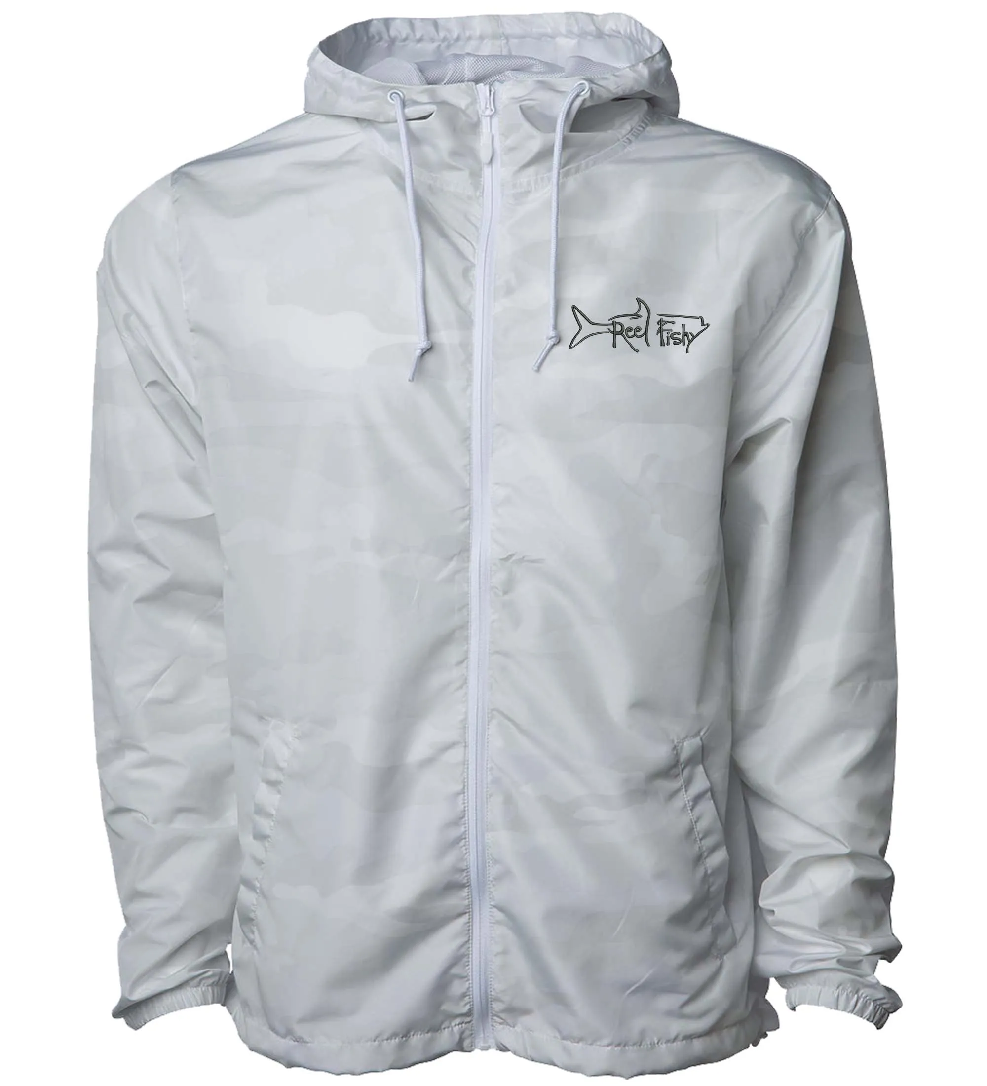 Windbreaker Jacket, Lightweight Full Zip, Water Resistant, Reel Fishy Tarpon logo