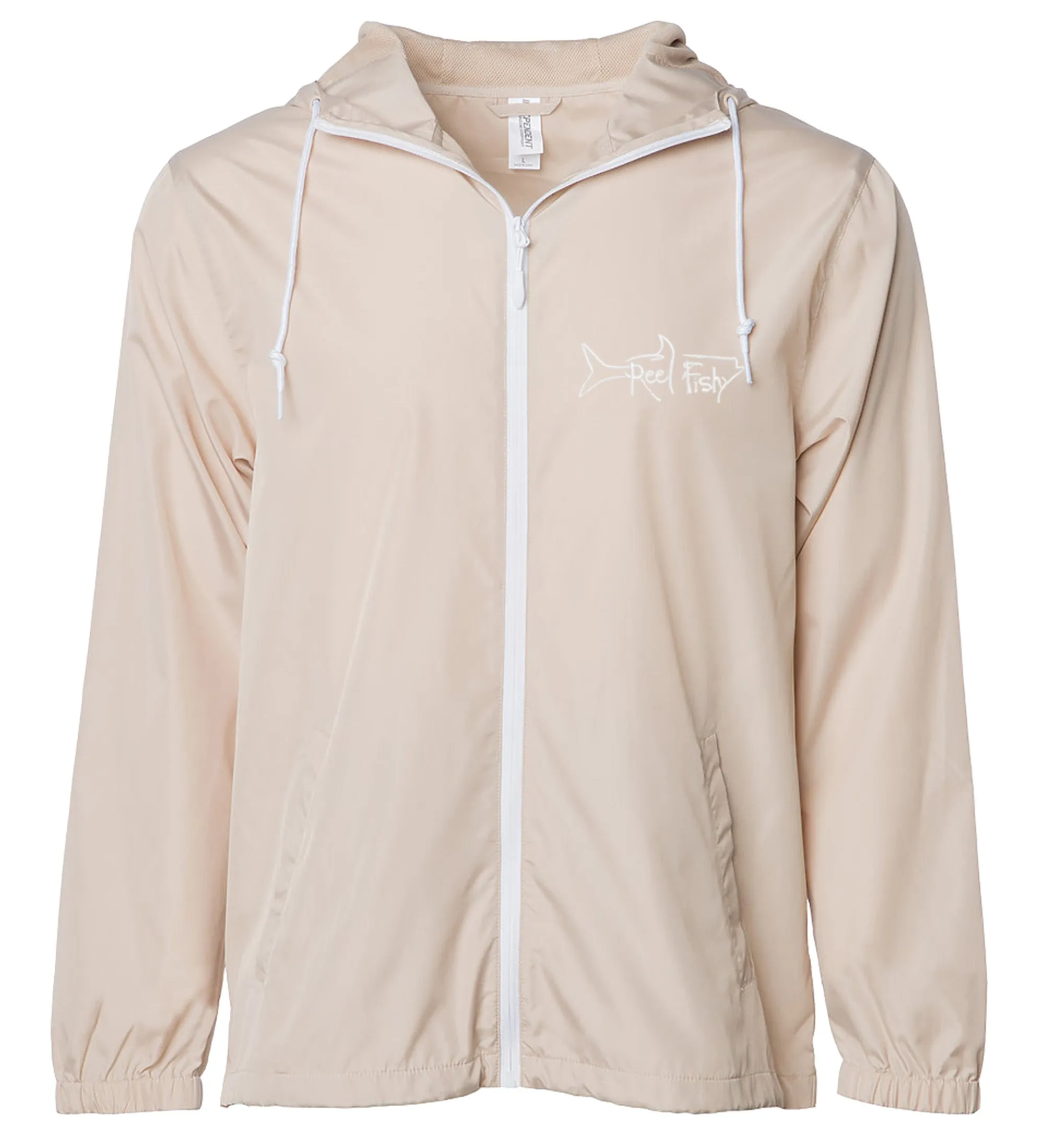 Windbreaker Jacket, Lightweight Full Zip, Water Resistant, Reel Fishy Tarpon logo
