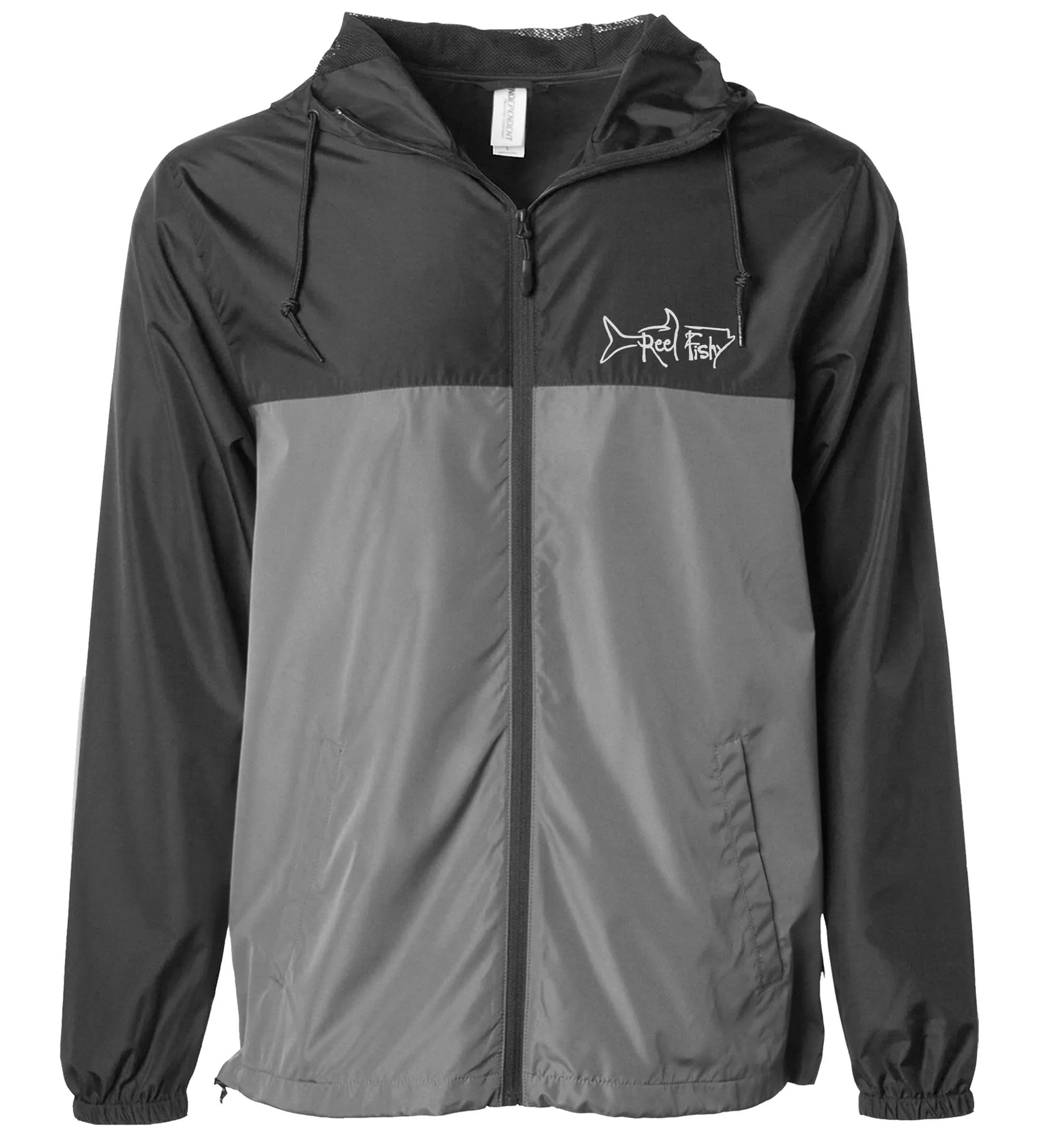 Windbreaker Jacket, Lightweight Full Zip, Water Resistant, Reel Fishy Tarpon logo