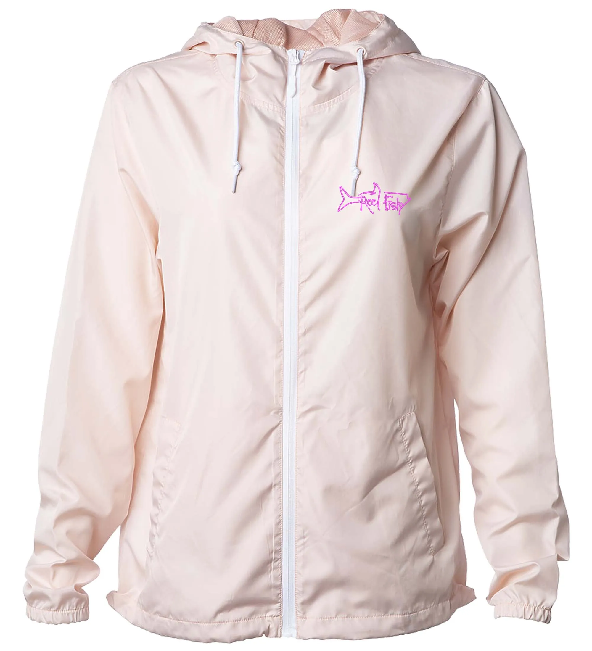 Windbreaker Jacket, Lightweight Full Zip, Water Resistant, Reel Fishy Tarpon logo