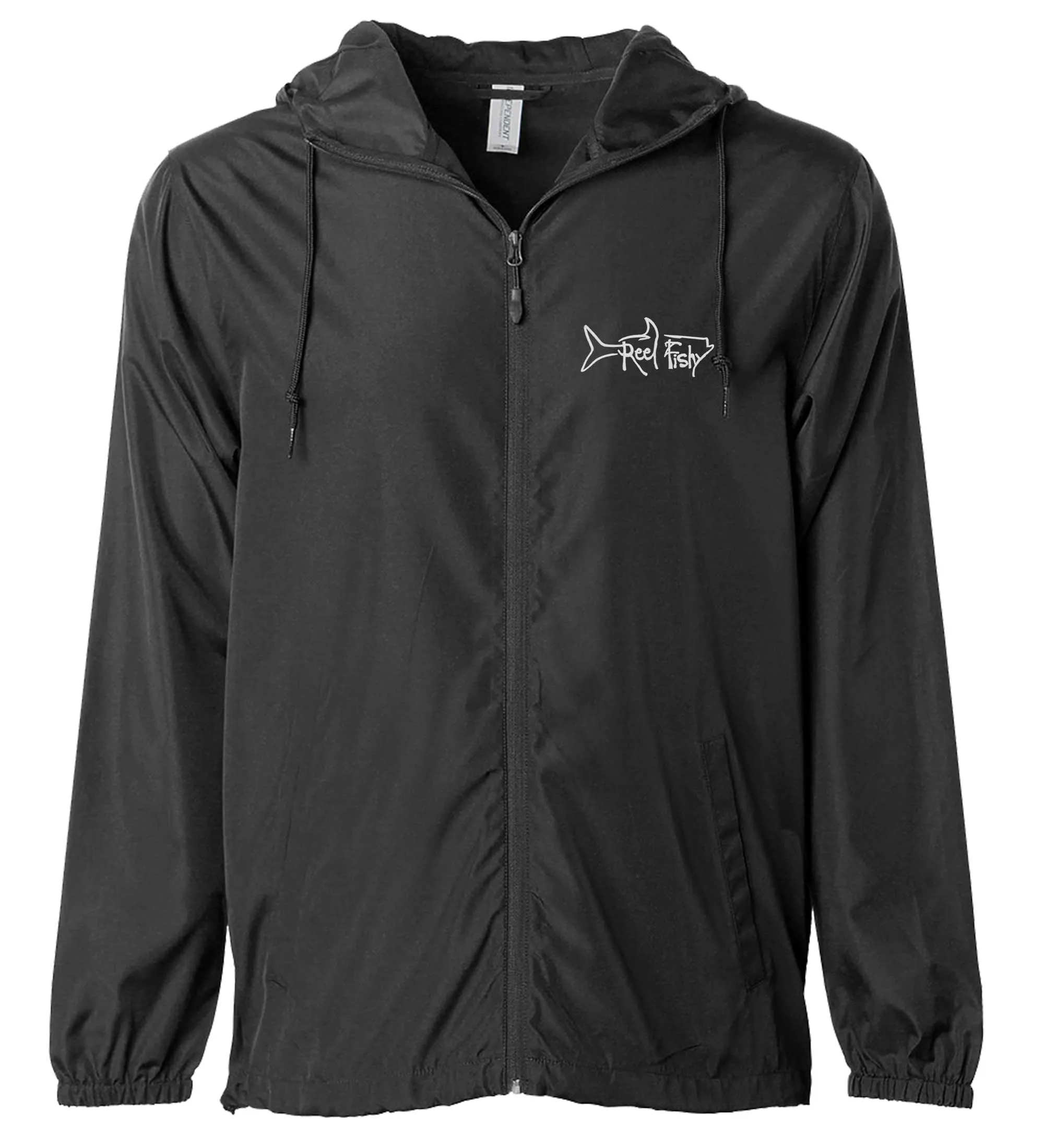 Windbreaker Jacket, Lightweight Full Zip, Water Resistant, Reel Fishy Tarpon logo