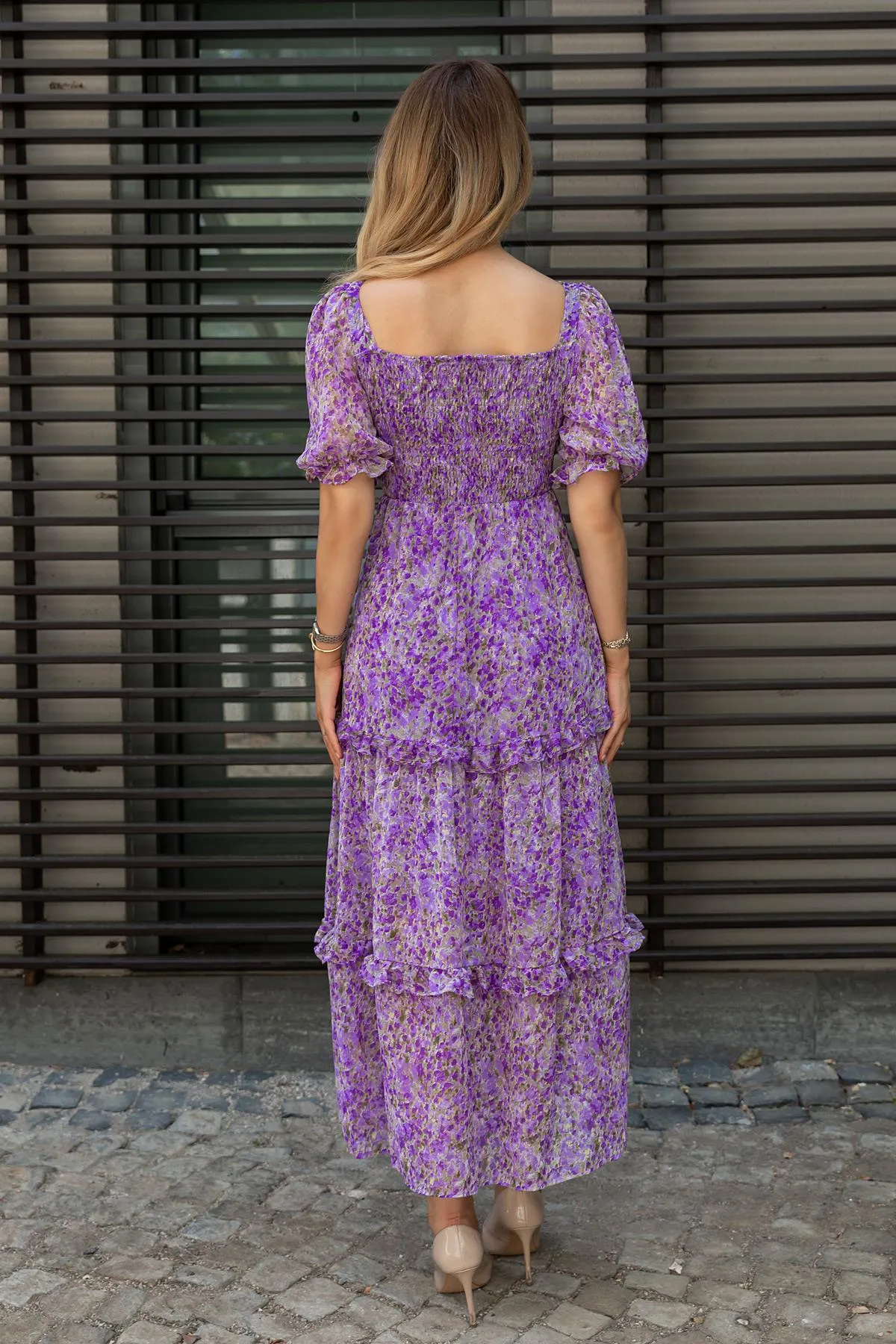 Women Classy Georgette Short Sleeves Maxi Dress