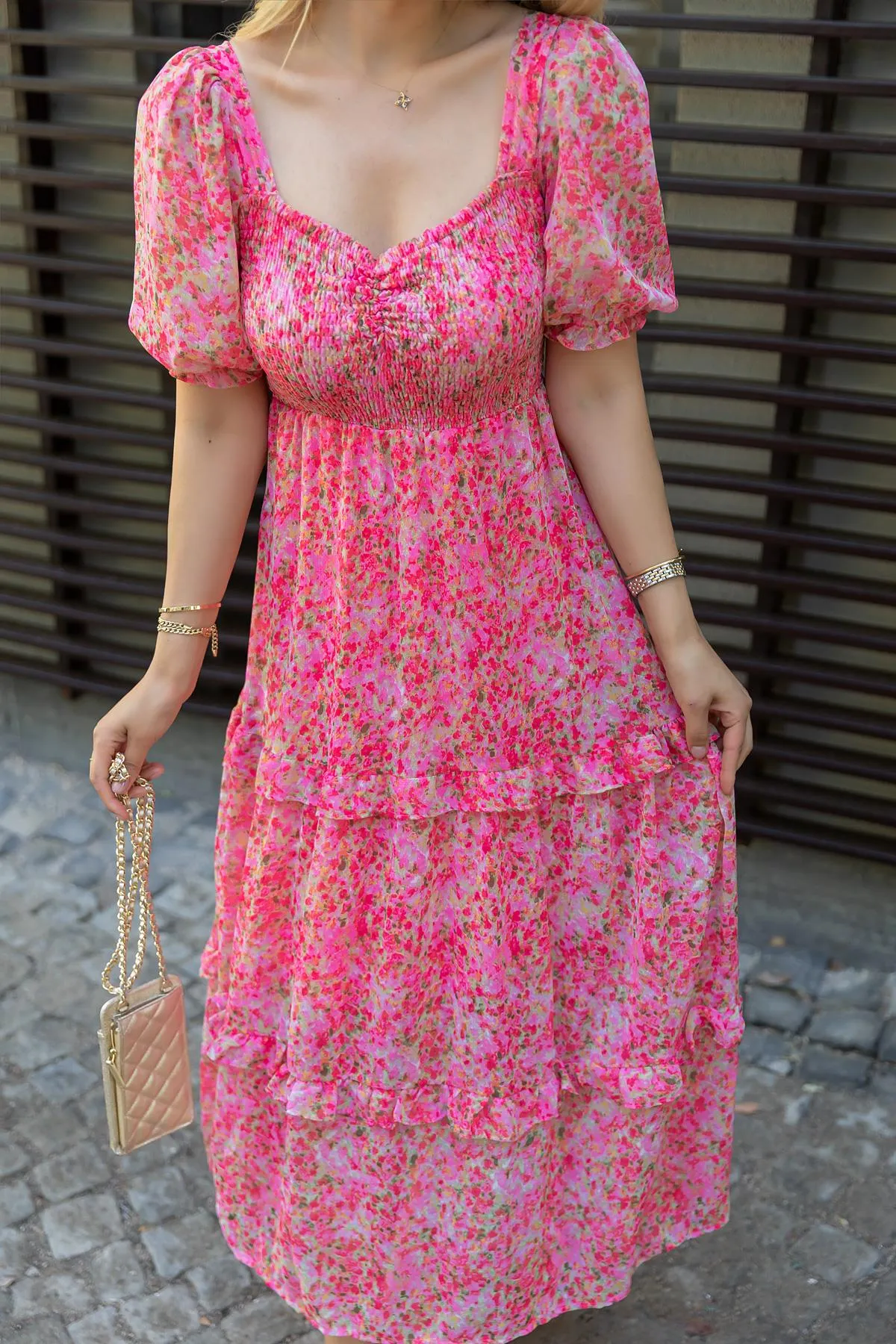 Women Classy Georgette Short Sleeves Maxi Dress