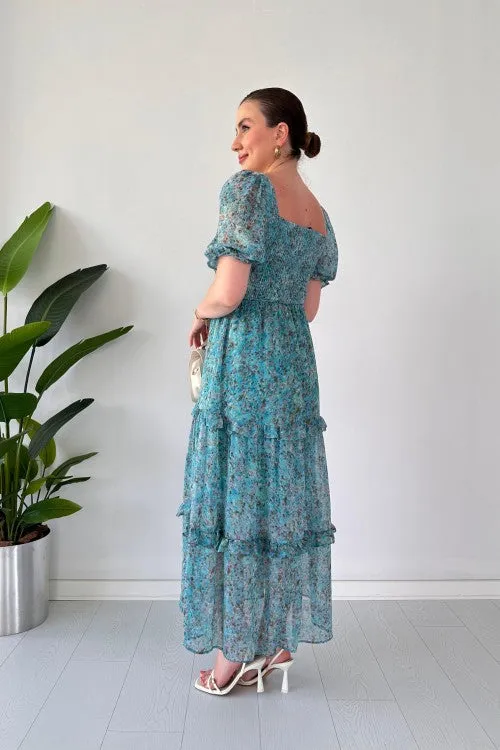 Women Classy Georgette Short Sleeves Maxi Dress
