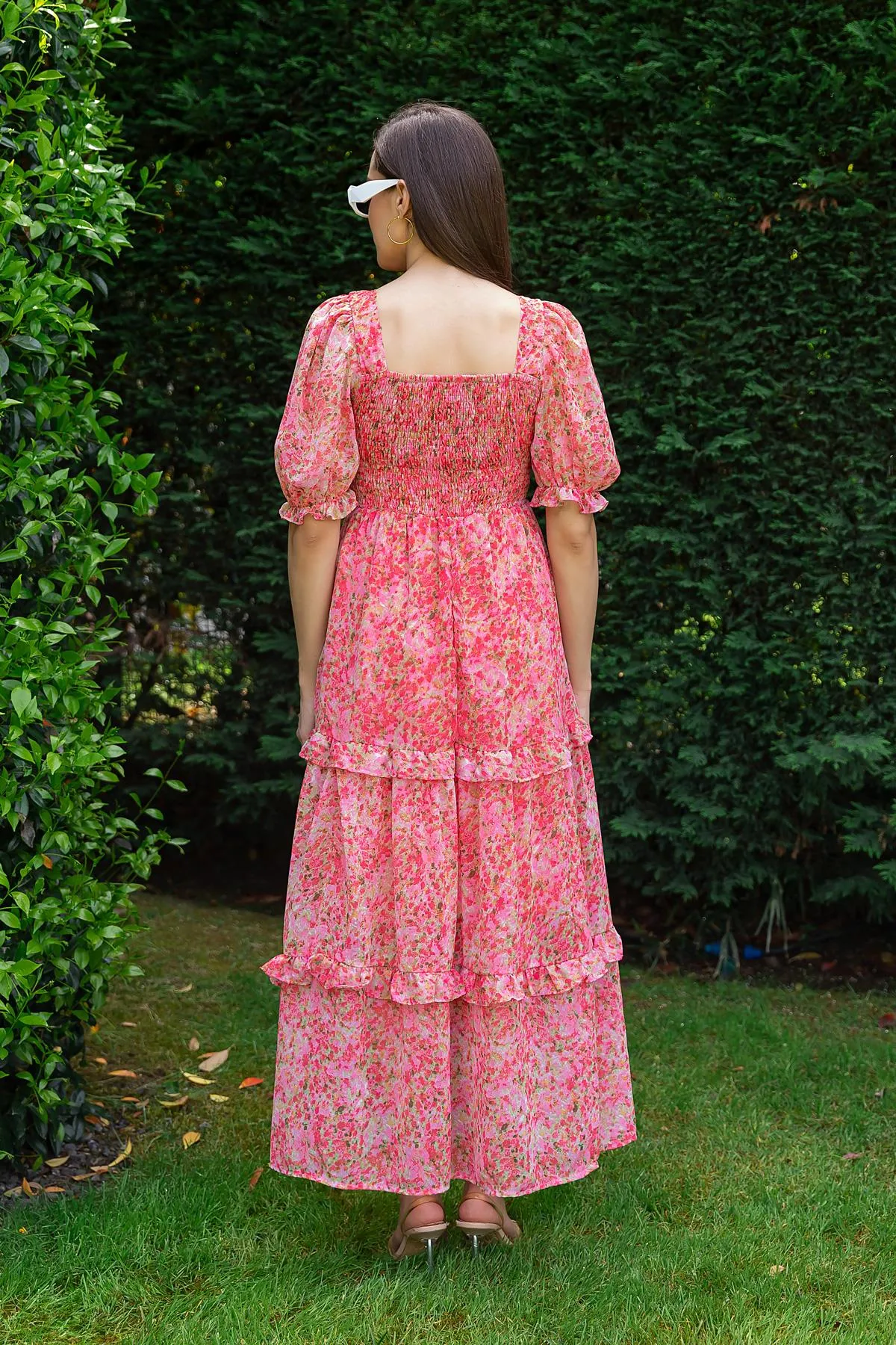 Women Classy Georgette Short Sleeves Maxi Dress