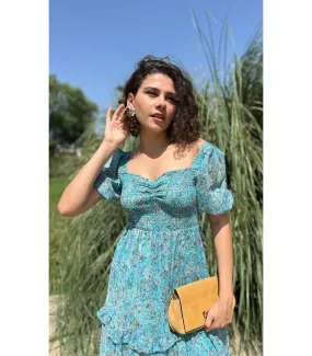 Women Classy Georgette Short Sleeves Maxi Dress