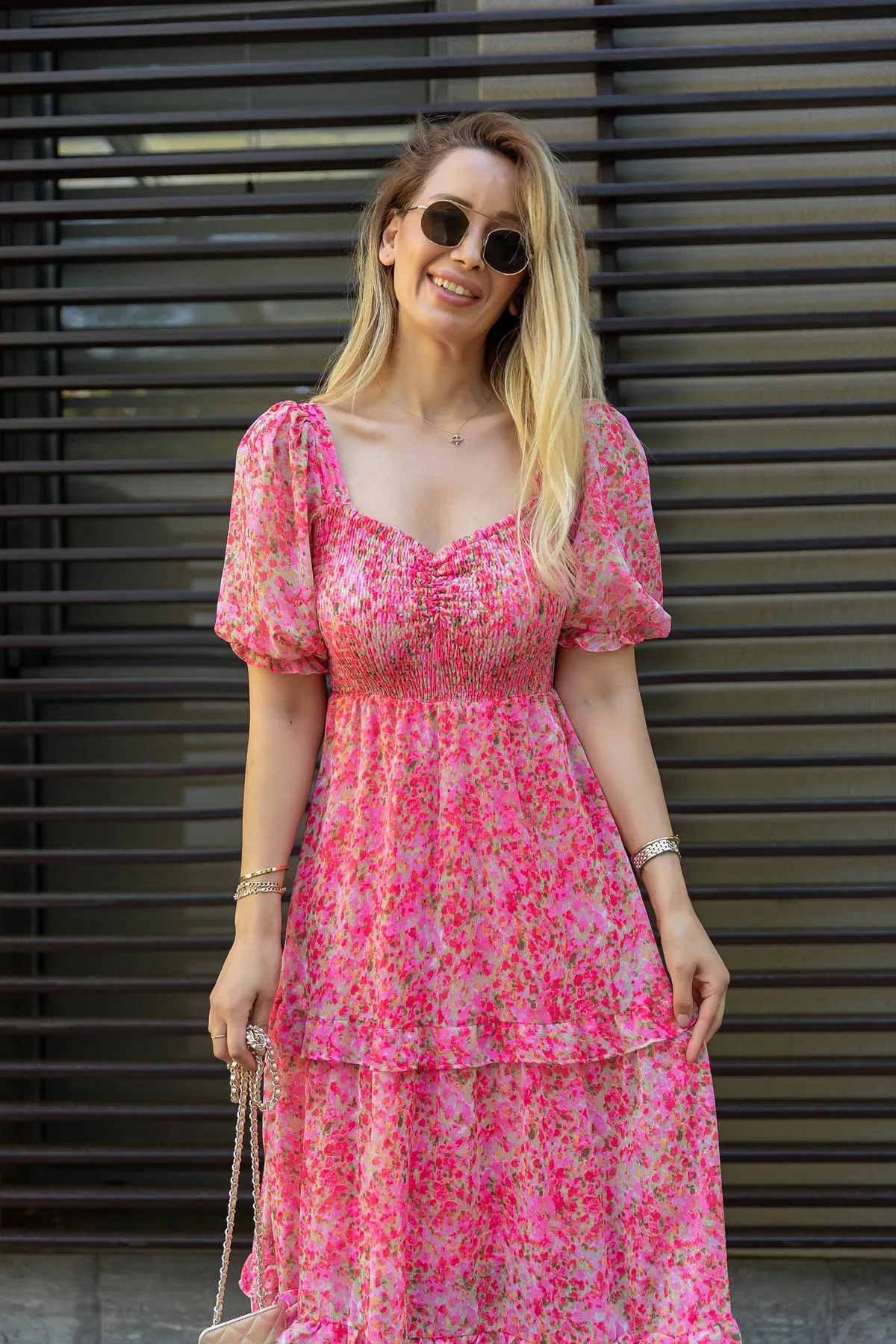 Women Classy Georgette Short Sleeves Maxi Dress