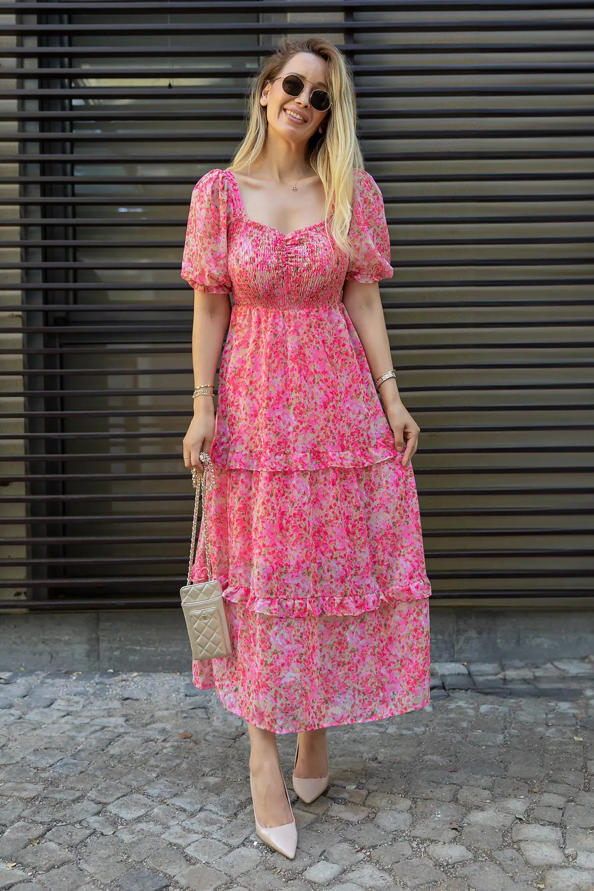 Women Classy Georgette Short Sleeves Maxi Dress