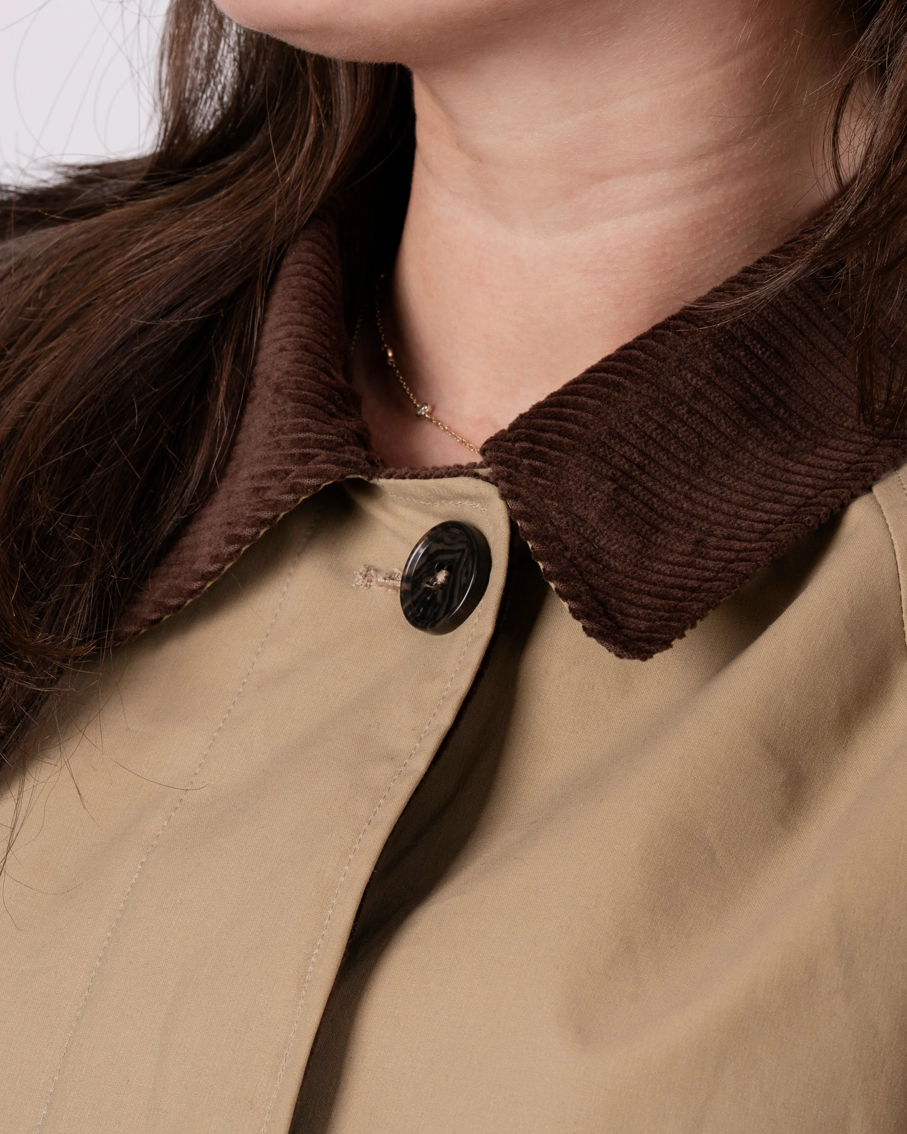 Womens Beige Waxed Canvas Overcoat