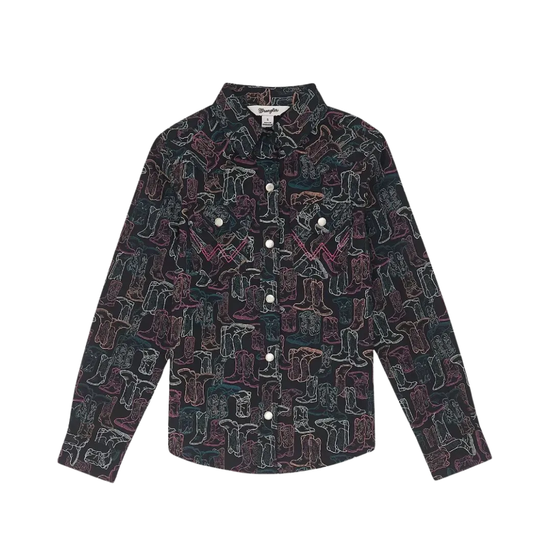 Wrangler Kid's Bold Print Black Shirt