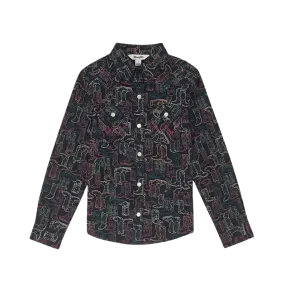 Wrangler Kid's Bold Print Black Shirt