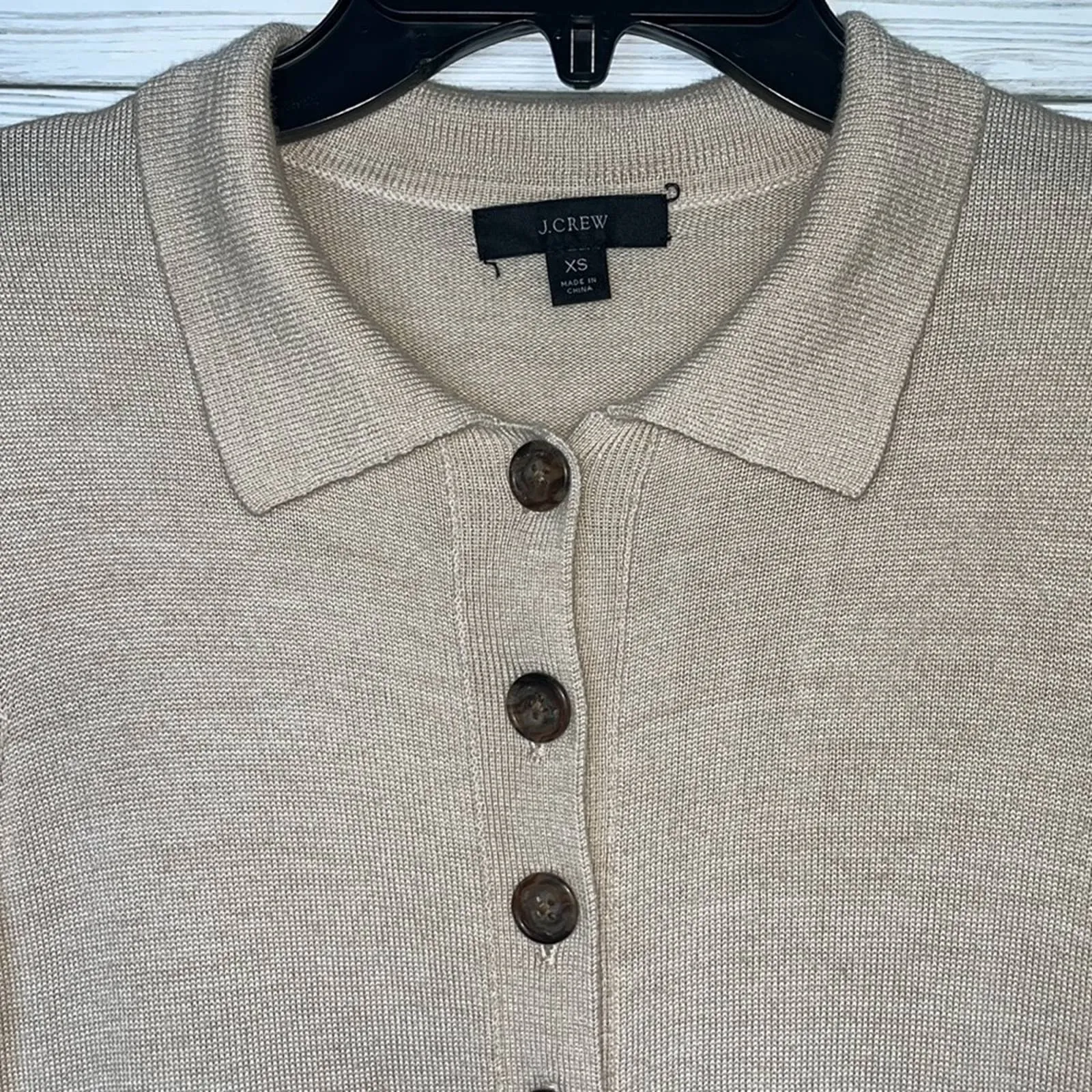 XS J. Crew Tan Merino Wool Collared Sweater Dress