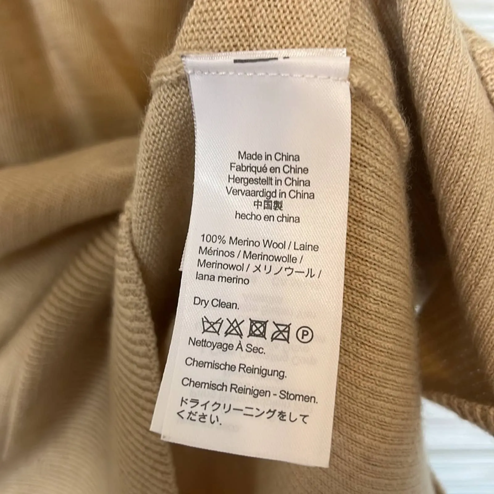 XS J. Crew Tan Merino Wool Collared Sweater Dress