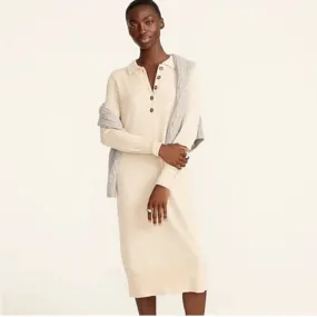 XS J. Crew Tan Merino Wool Collared Sweater Dress